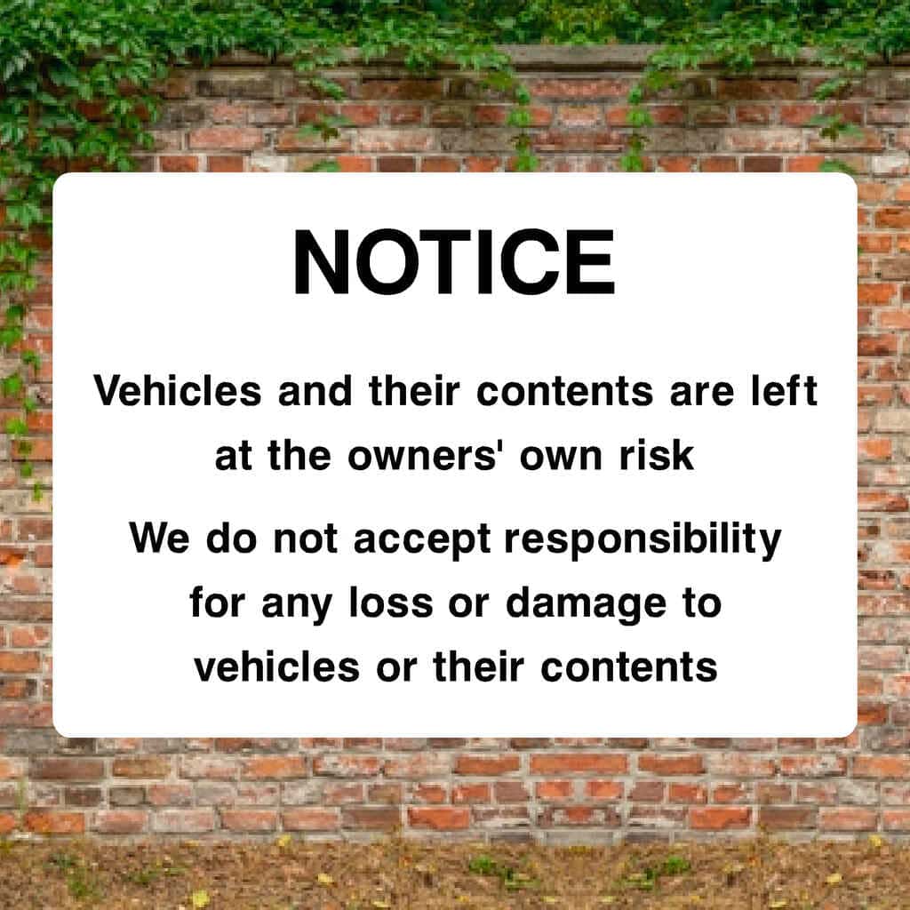 Parking Disclaimer Sign – Durable UK Safety Sign – The Sign Shed