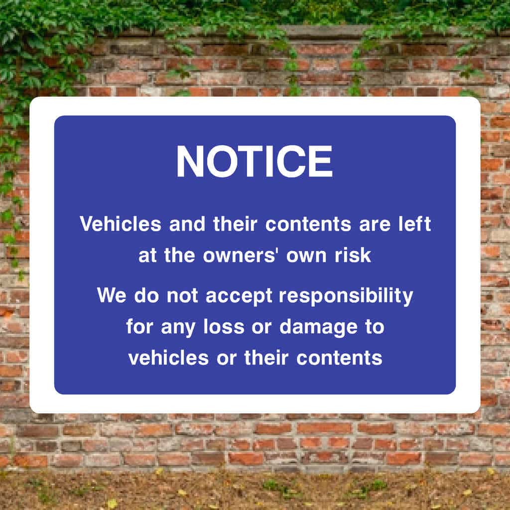 Parking Disclaimer Sign – Durable UK Safety Sign – The Sign Shed