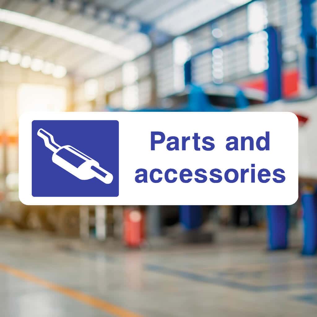 Garage Parts Sign – Blue Safety Garage & Workshop Sign – The Sign Shed