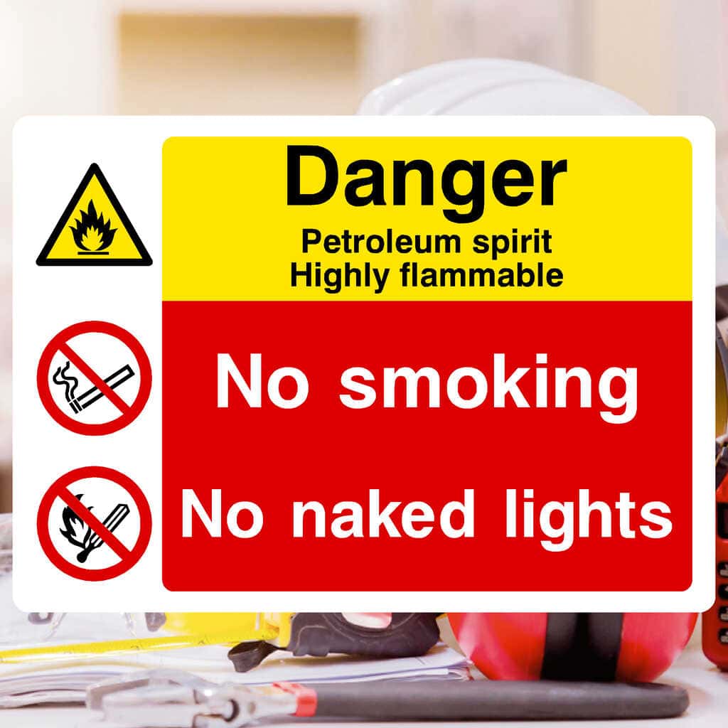 Petroleum Spirit Flammable No Smoking Sign - The Sign Shed