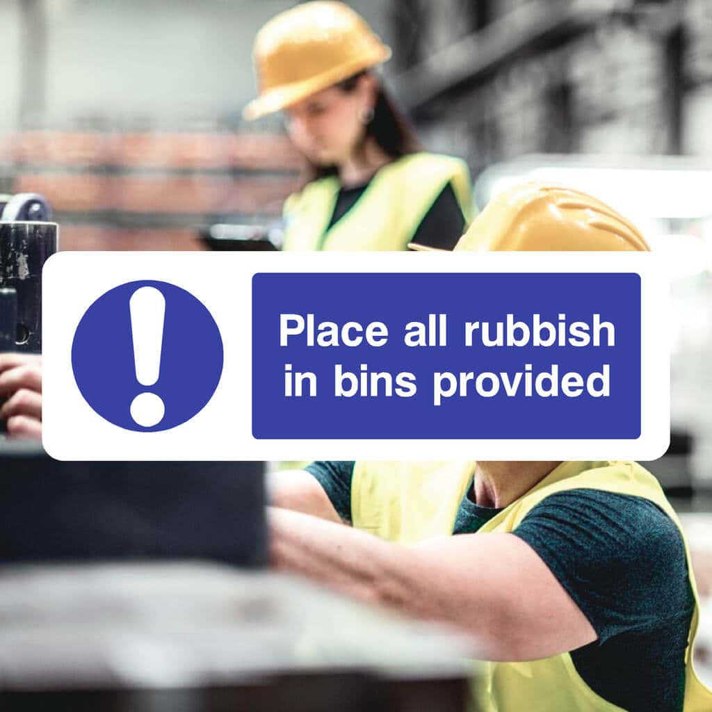 Place All Rubbish In Bins Provided Safety Sign - The Sign Shed