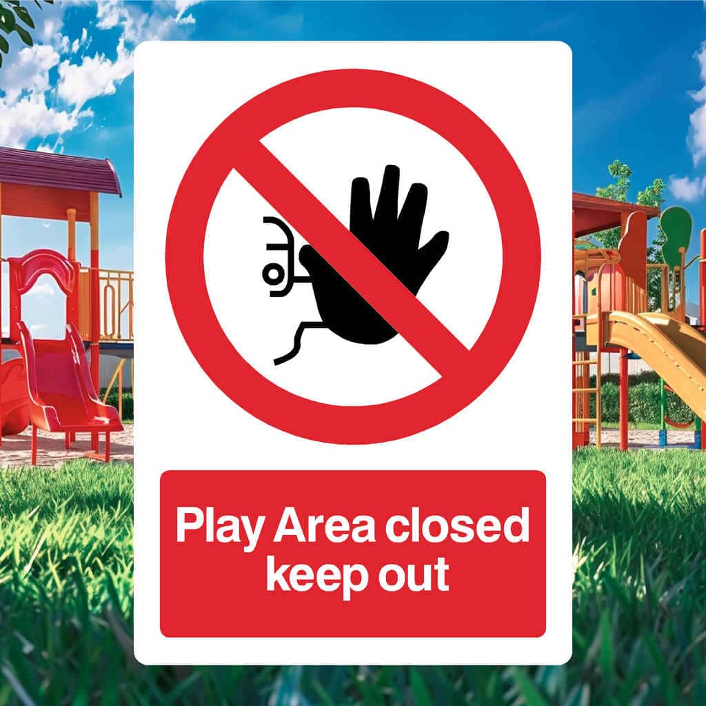 Close. Area Play Area Closed Sign – Safety Access