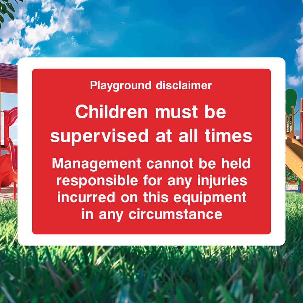 Playground Disclaimer Sign – Red Safety Sign – The Sign Shed