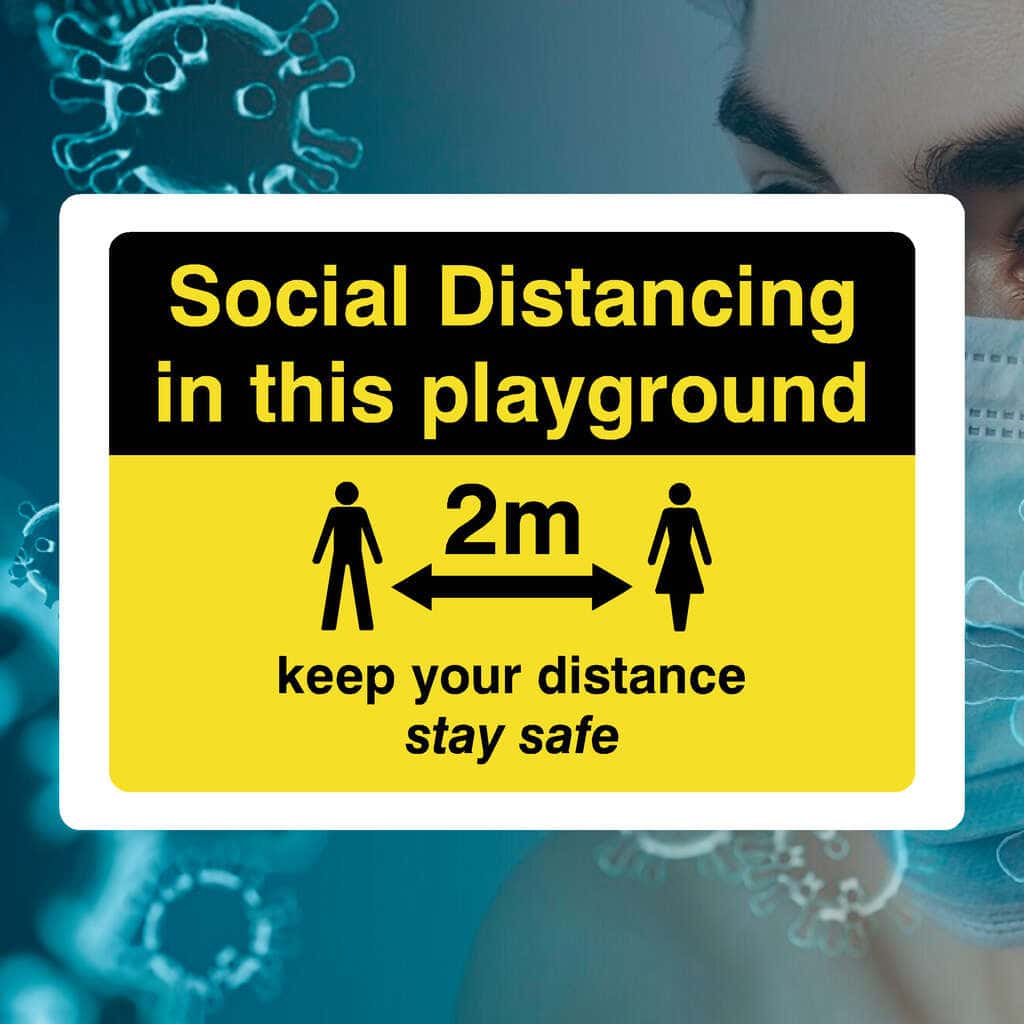 Playground Keep Distance 2m Sign
