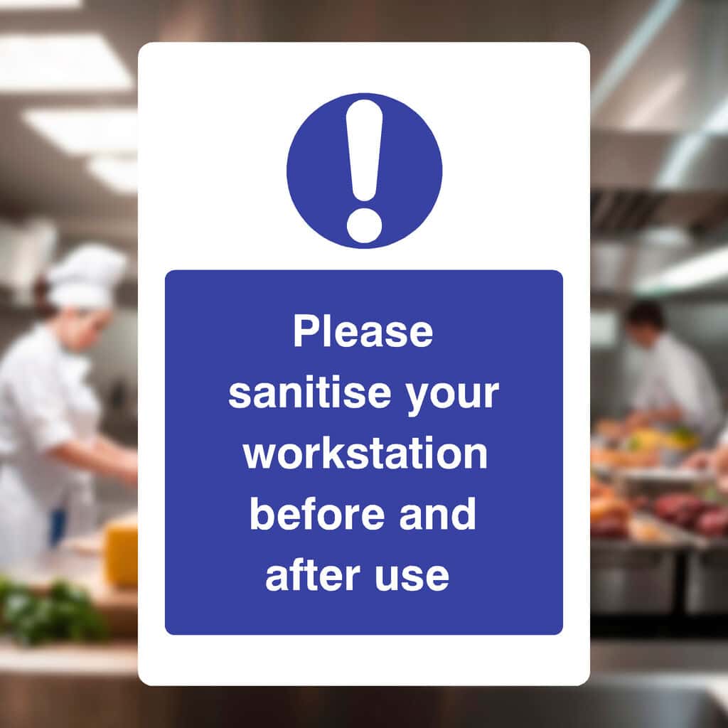 Clean Workstation Sign Please Sanitise Your Workstation Before And After Use Sign