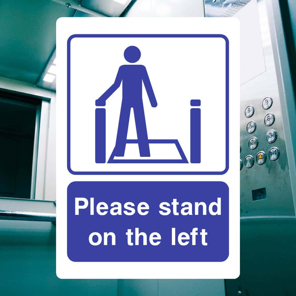 Please Stand On The Left Escalator Sign - The Sign Shed