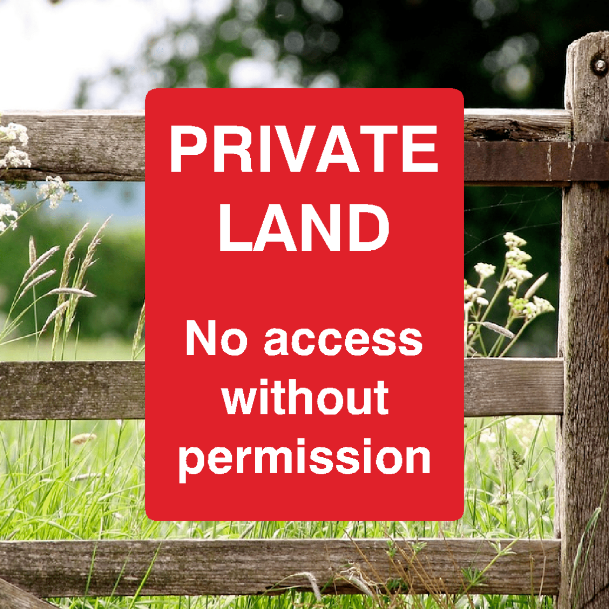 Private Land No Access Without Permission Sign Red Portrait 
