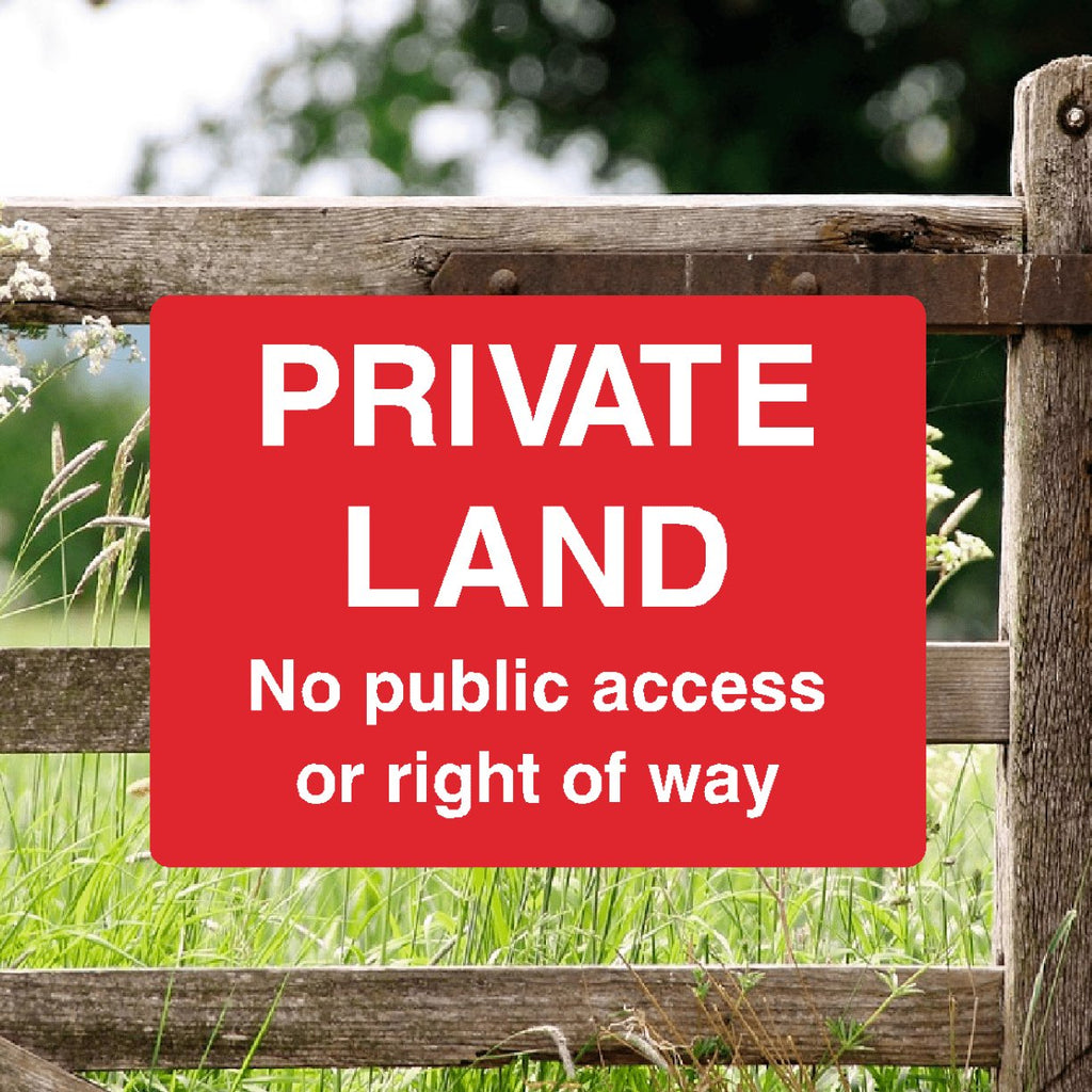 Private Land No Public Access Or Right Of Way Full Colour Sign - The Sign Shed