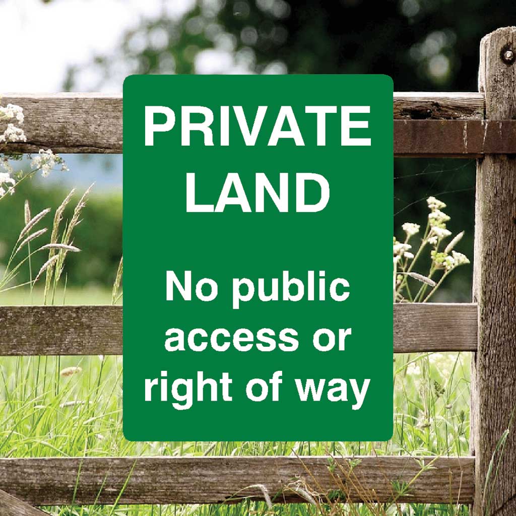 Private Land No Public Access Or Right Of Way Full Colour Sign Portrai