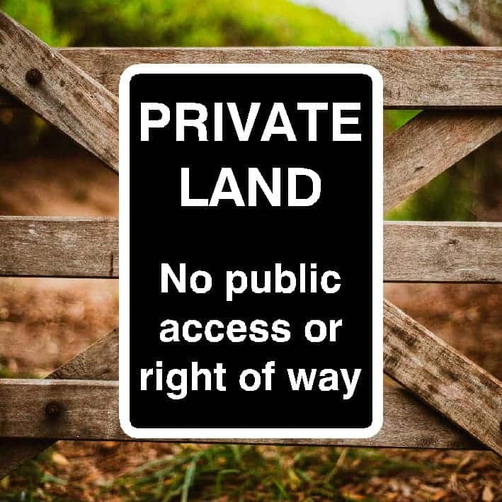 Private Land No Public Access Or Right Of Way Portrait Sign - The Sign Shed