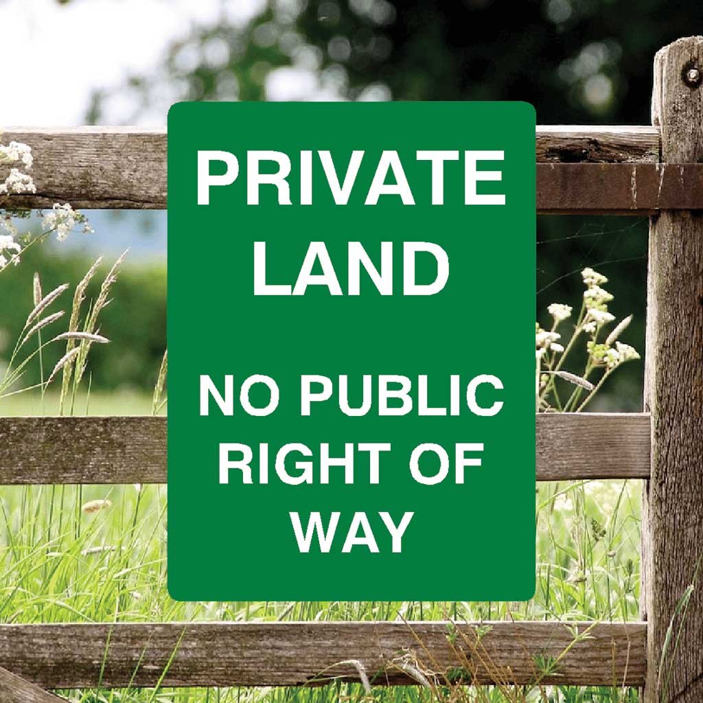 Private Land No Public Right Of Way Full Colour Sign Portrait