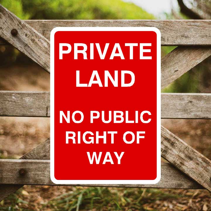 Private Land No Public Right Of Way Portrait Sign - The Sign Shed