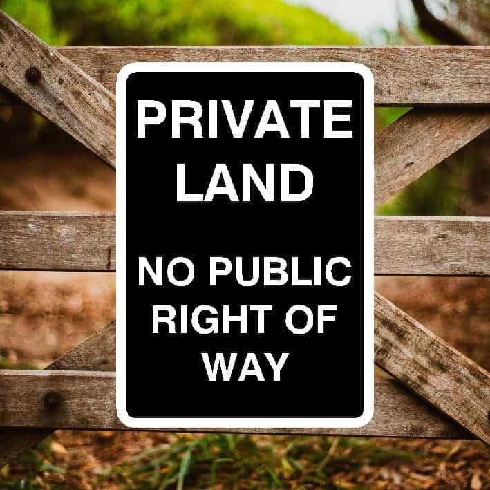 Private Land No Public Right Of Way Portrait Sign - The Sign Shed