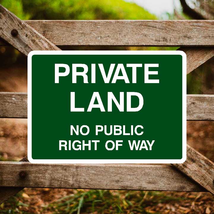 Private Land No Public Right Of Way Sign - The Sign Shed