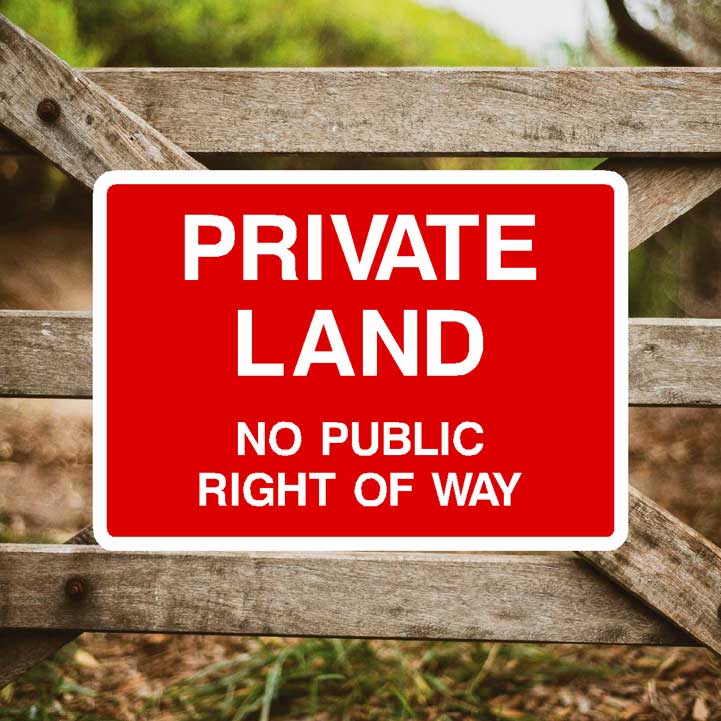 Private Land No Public Right Of Way Sign - The Sign Shed