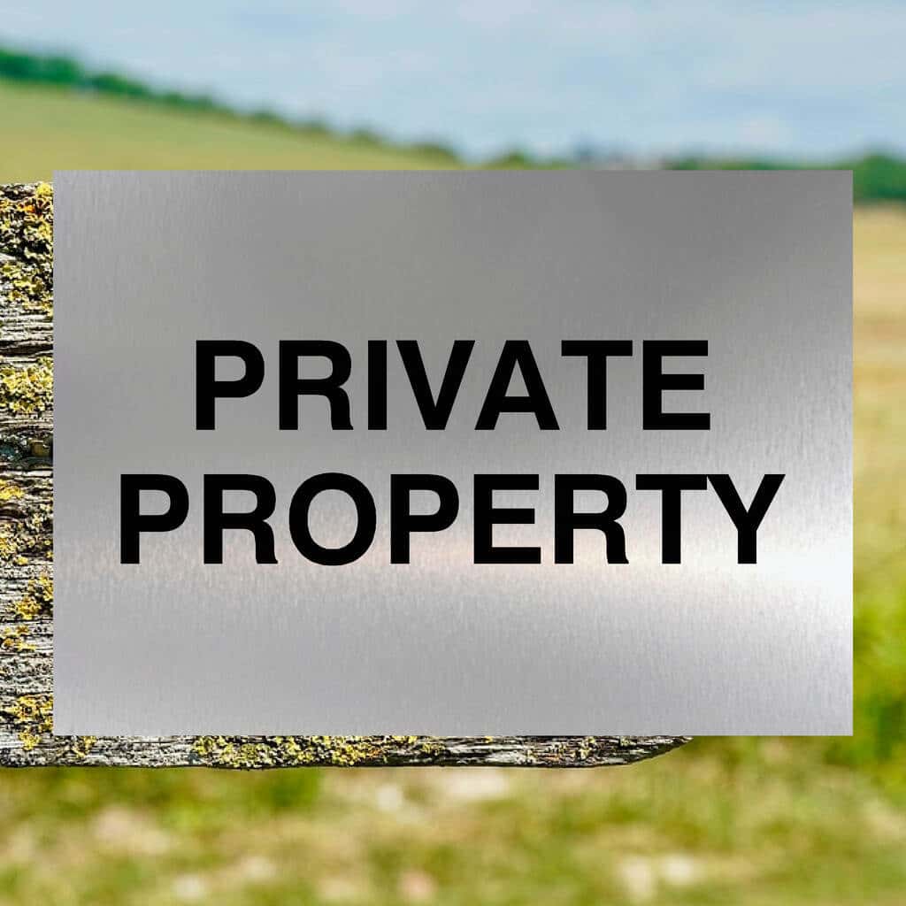 Private Property Sign Brushed Silver - The Sign Shed