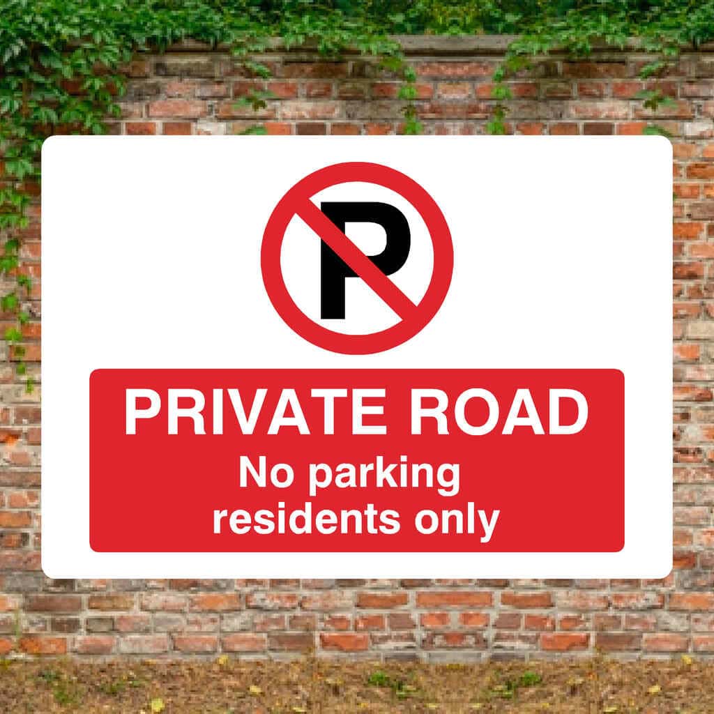 Private Road No Parking Residents Only P Sign Landscape - The Sign Shed