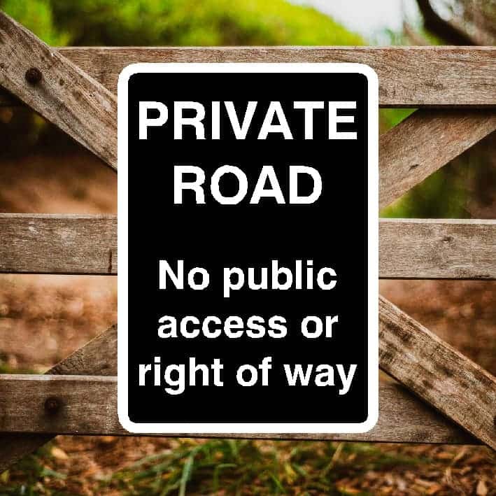 Private Road No Public Access Or Right Of Way Portrait Sign - The Sign Shed