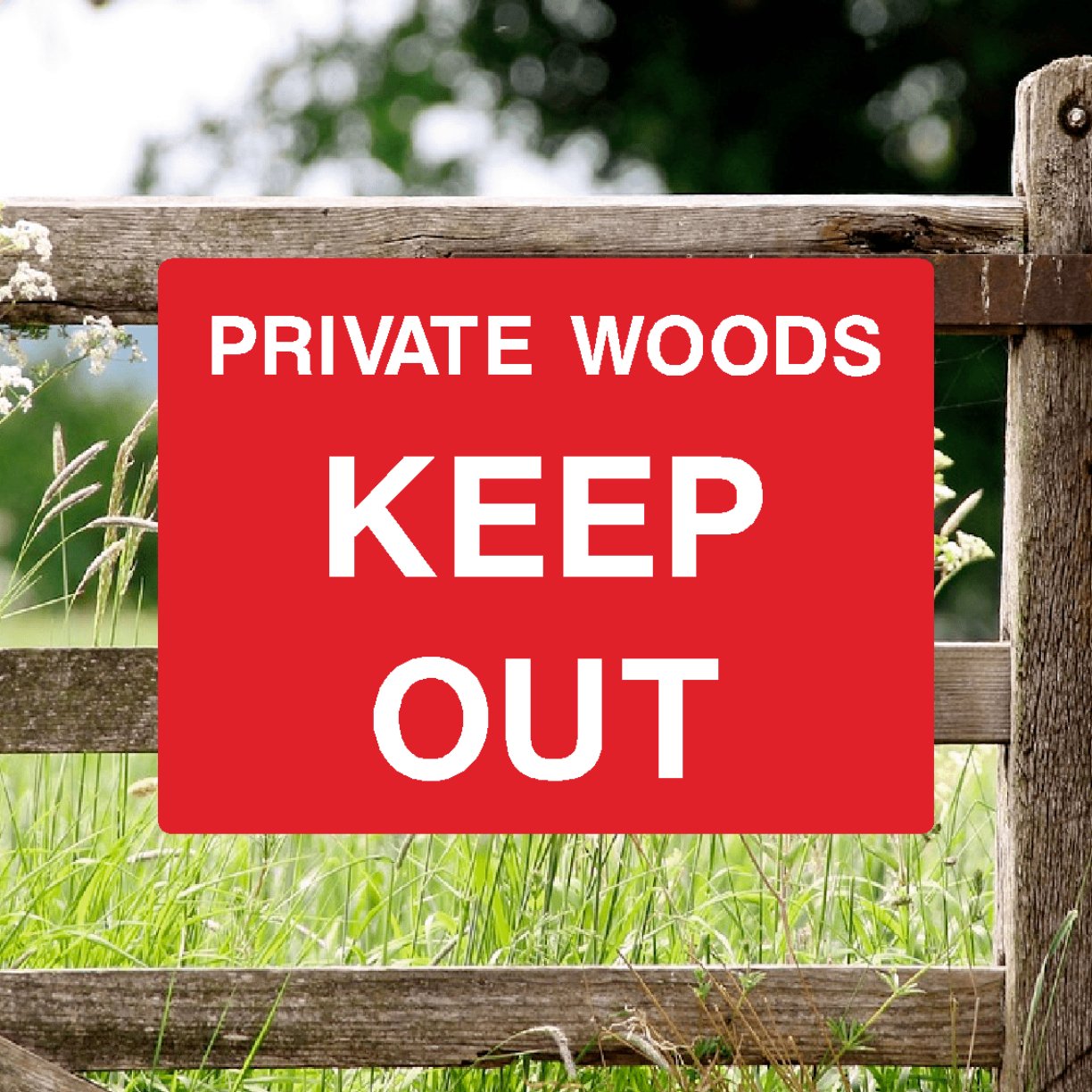 Private Woods Keep Out Full Colour Sign - The Sign Shed