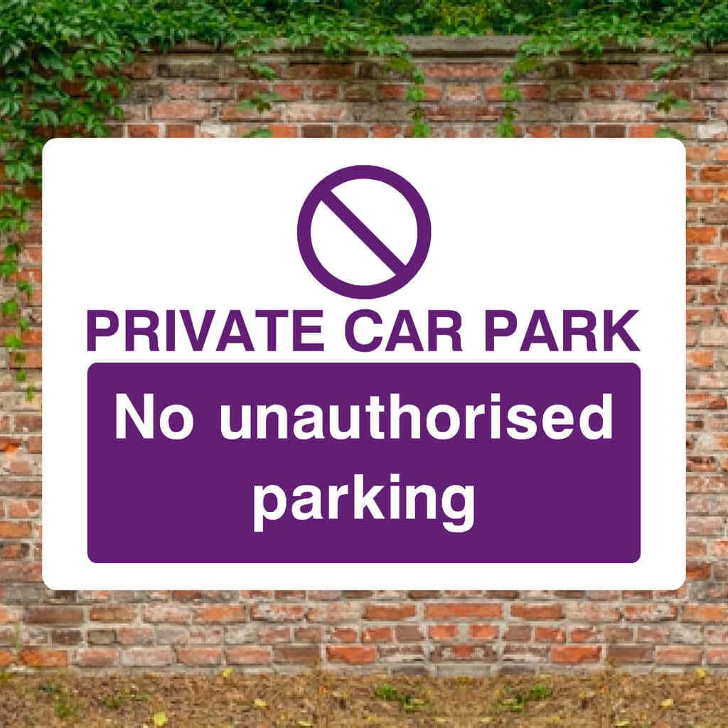 Purple Private Car Park No Unauthorised Parking Sign - The Sign Shed