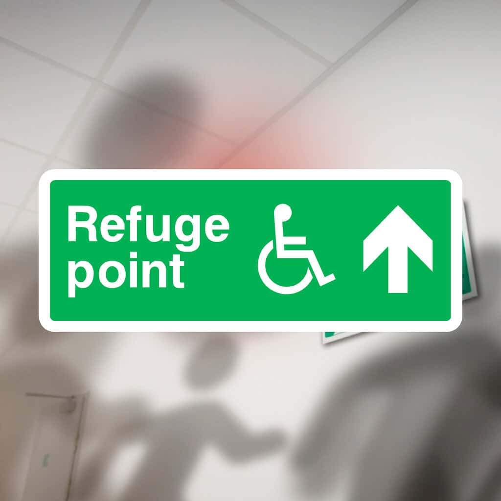 Refuge Point Fire Exit Sign Up Arrow - The Sign Shed