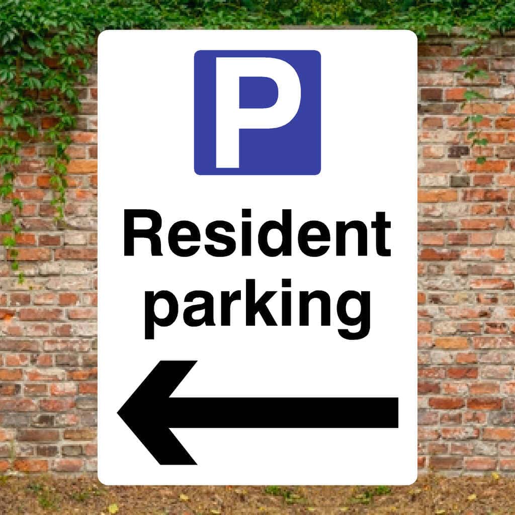 Resident Parking Left Arrow P Sign - The Sign Shed