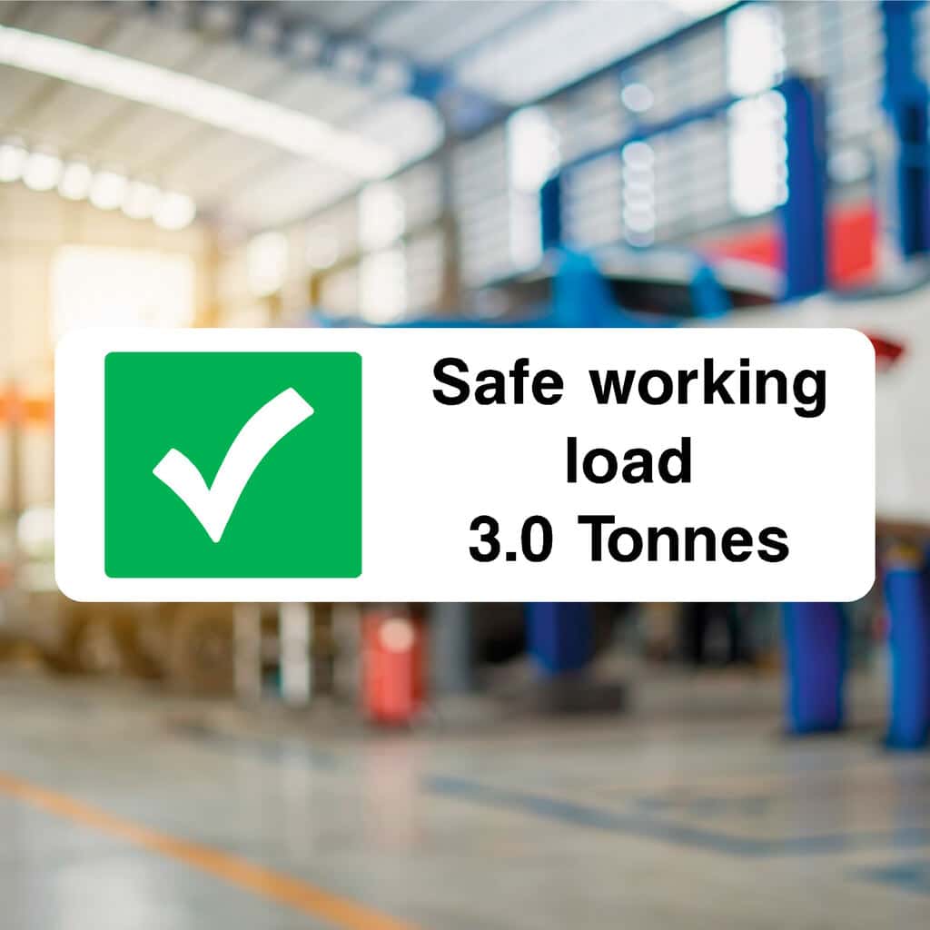 3.0 T SWL Safety Sign – Workshop Load Capacity Safe Sign – The Sign Shed