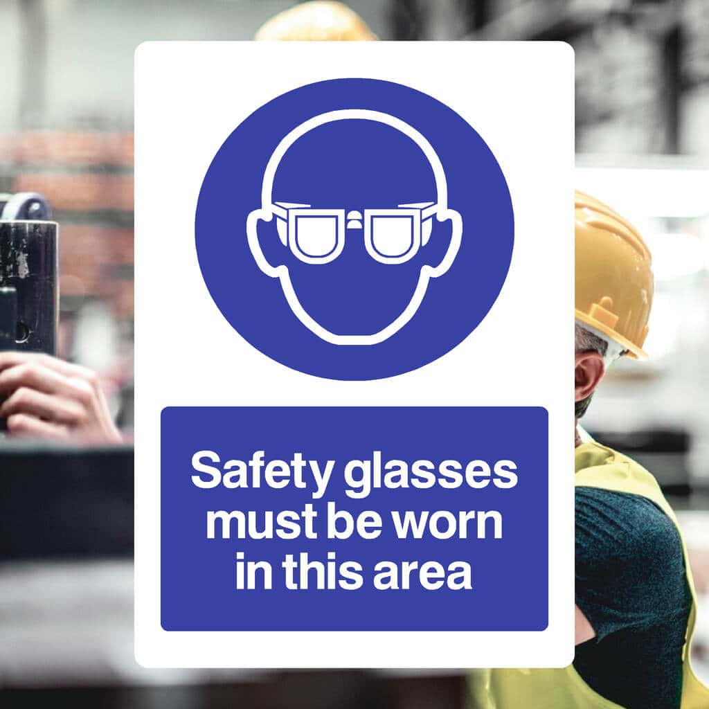 Safety Glasses Sign Safety Glasses Required In This Area Safety Sign