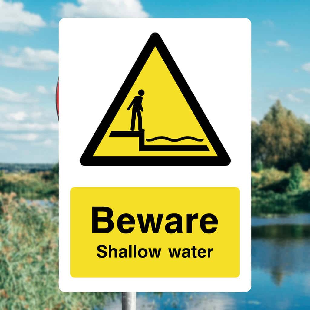 Snallow Shallow Water Sign