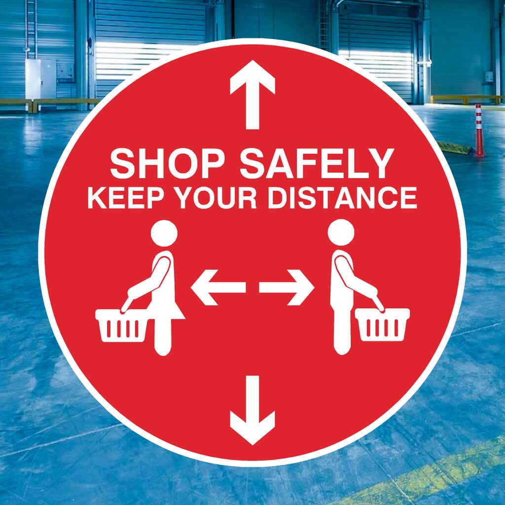 Shop Safely Keep Your Distance Floor Sticker - The Sign Shed