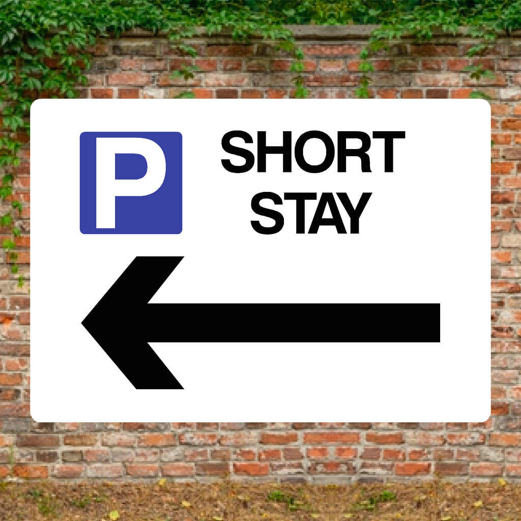 Short Stay Left Arrow P Sign - The Sign Shed