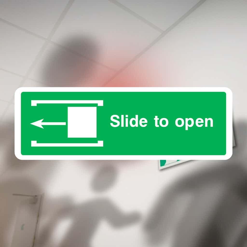 Slide Left To Open Safety Sign – The Sign Shed