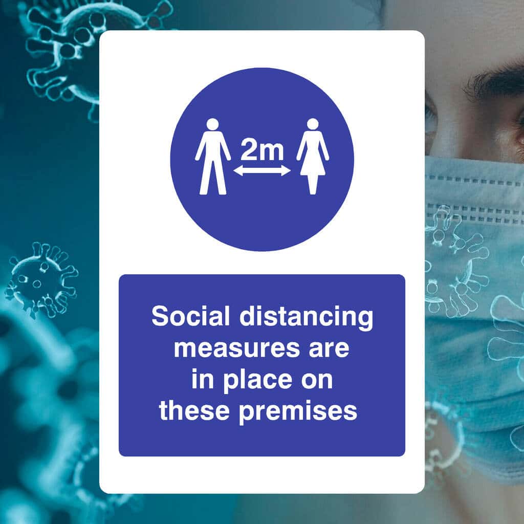 Distancing Social Distancing Measures Are In Place 2m Sign
