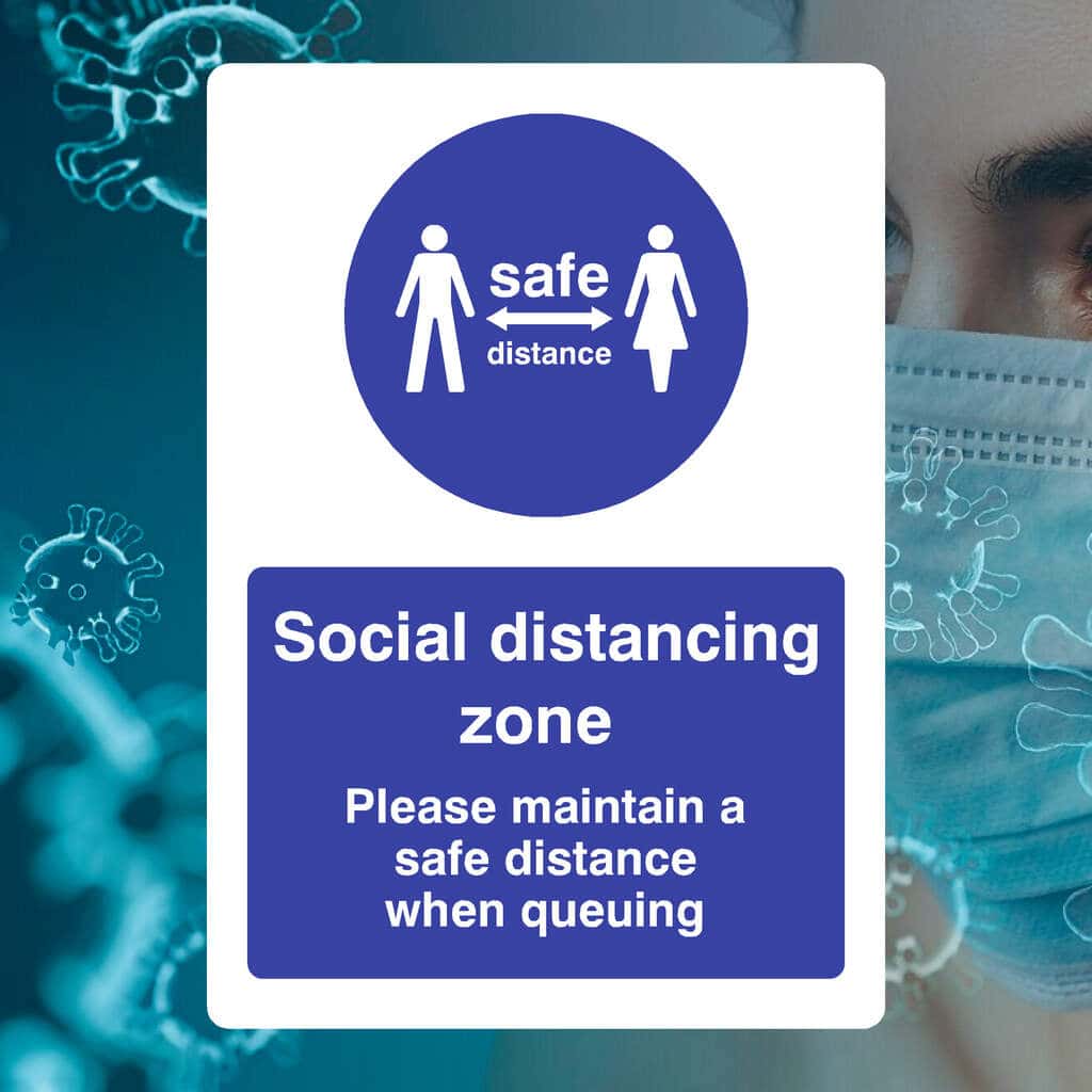 Social Distancing Zone Maintain Safe Distance Queuing 2 Metre Sign