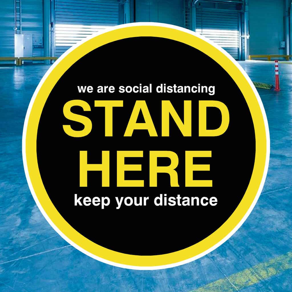 Stand Here Keep Your Distance Floor Sticker - The Sign Shed