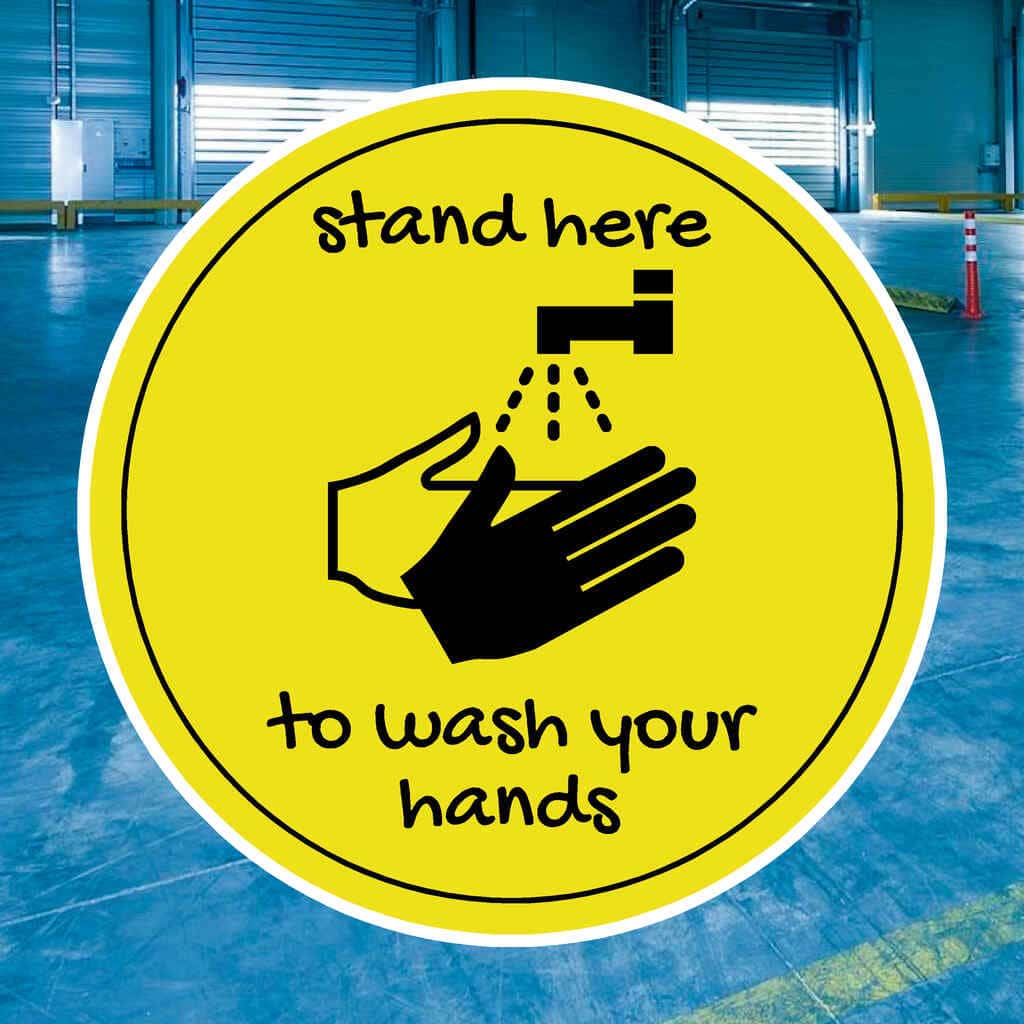 Stand Here To Wash Your Hands Floor Sticker - The Sign Shed