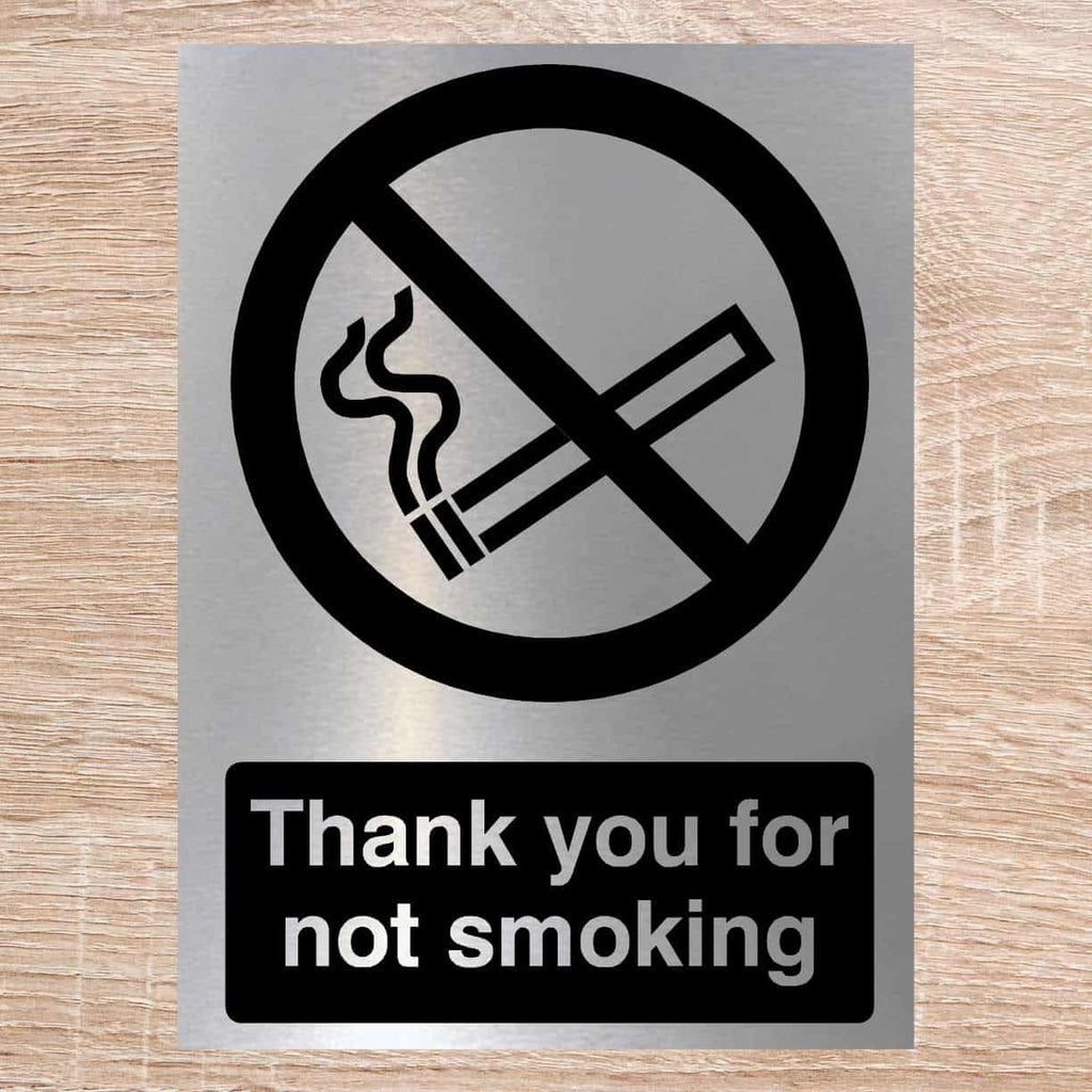 Thank You For Not Smoking Sign Silver - The Sign Shed