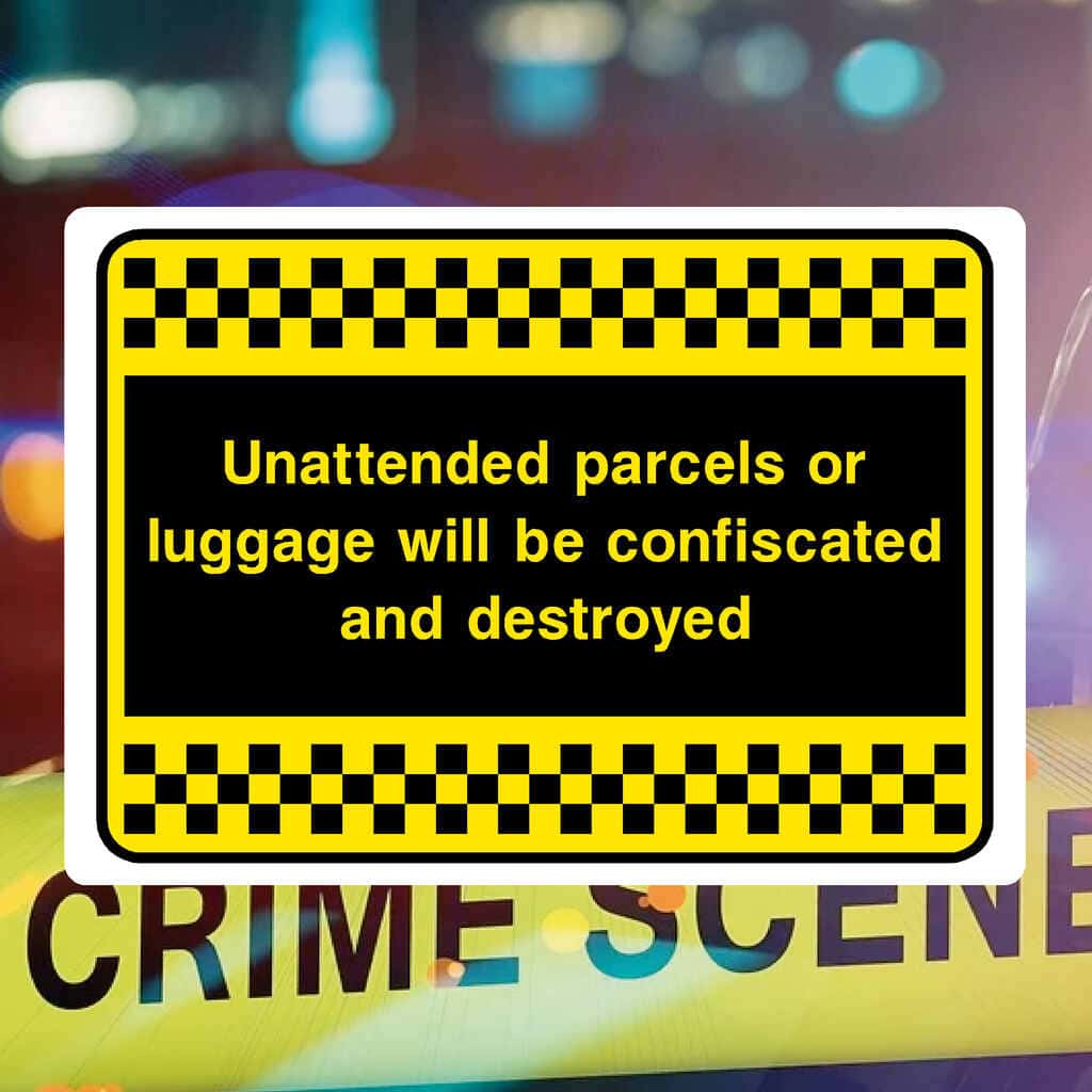 Unattended Parcels Or Luggage Will Be Confiscated Sign - The Sign Shed