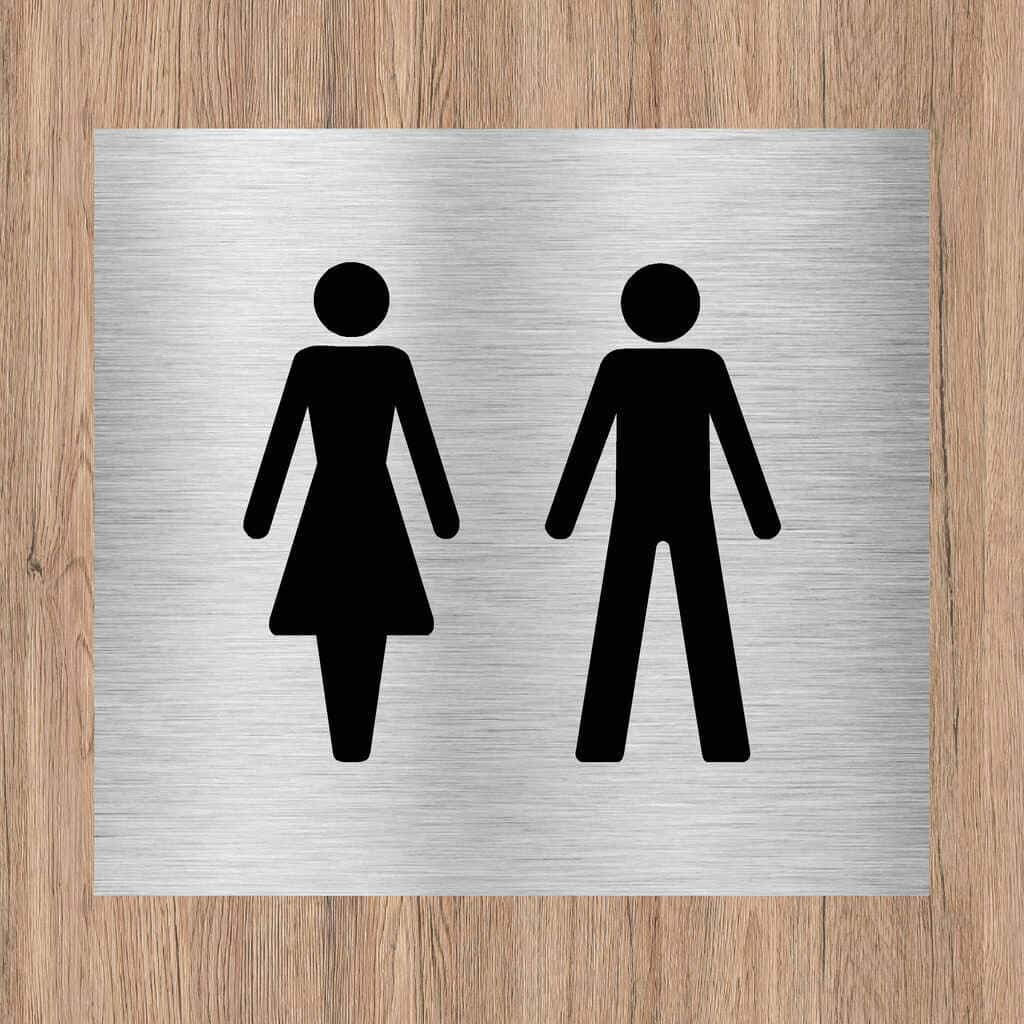 Unisex Toilet Sign Brushed Silver – Compliant & Inclusive