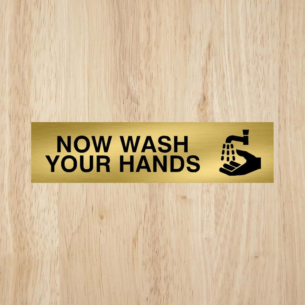 Uppercase Gold Wash Hands Sign