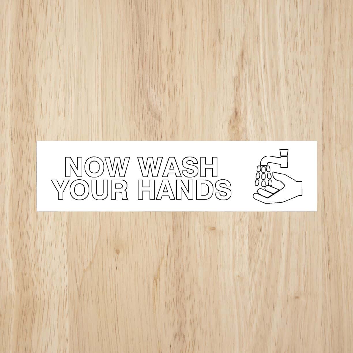 Uppercase Outline Wash Hands Sign