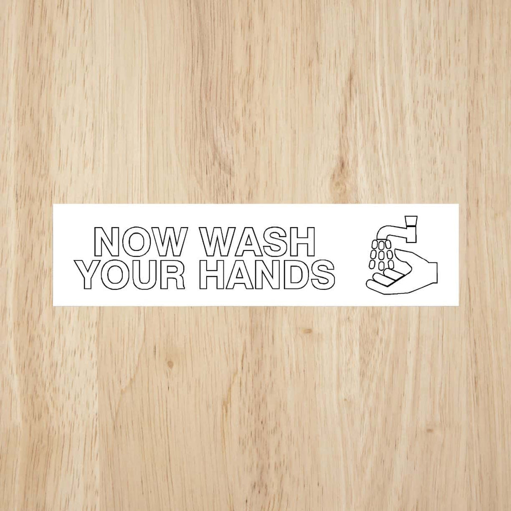 Uppercase Outline Wash Hands Sign