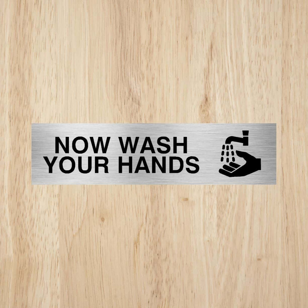 Uppercase Silver Wash Hands Silver Sign