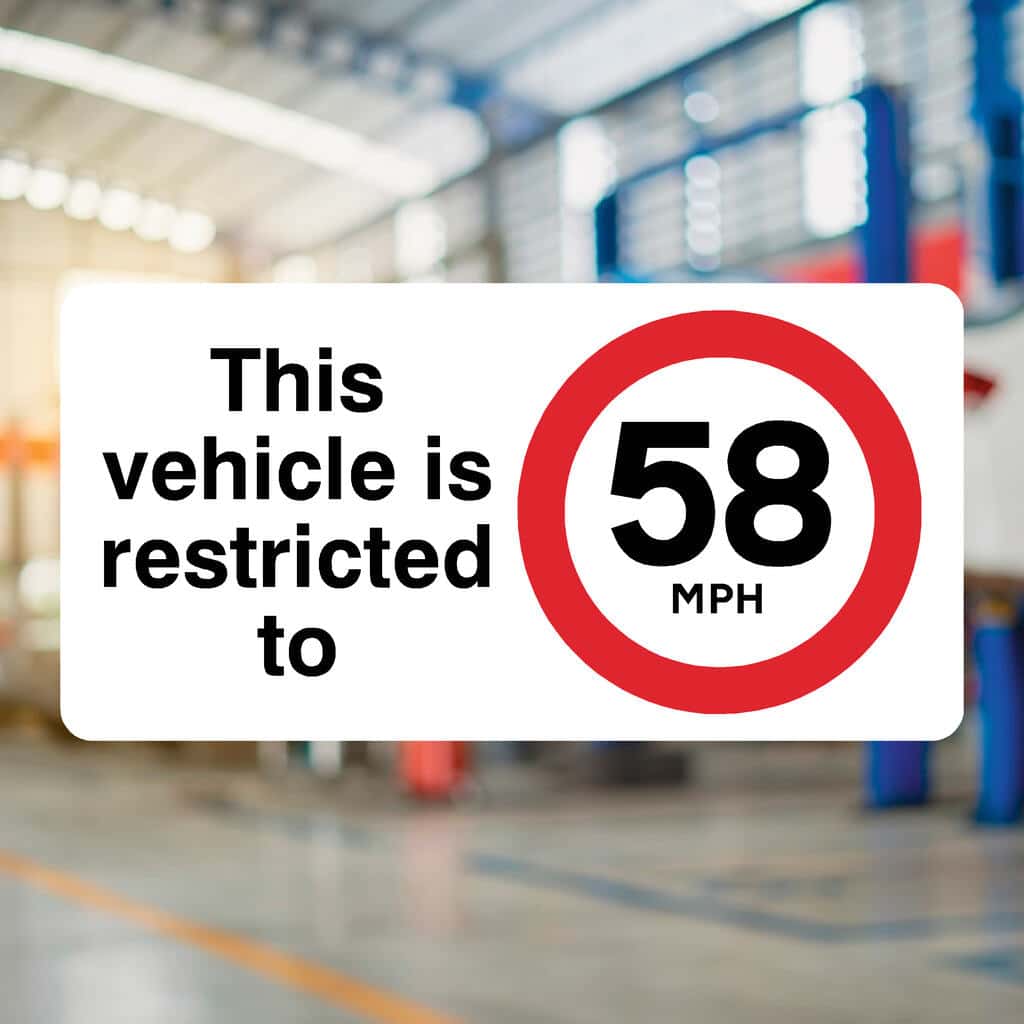 Vehicle Is Restricted To 58 MPH Sign – The Sign Shed