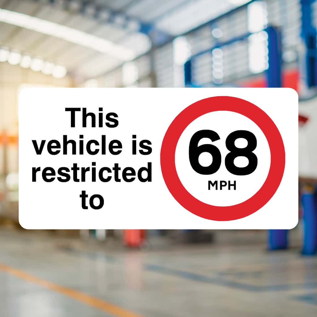 Vehicle Is Restricted To 68 MPH Sign