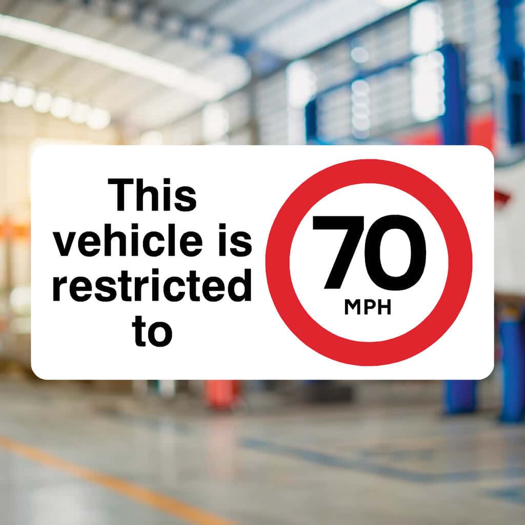 Vehicle Is Restricted To 70 MPH Sign