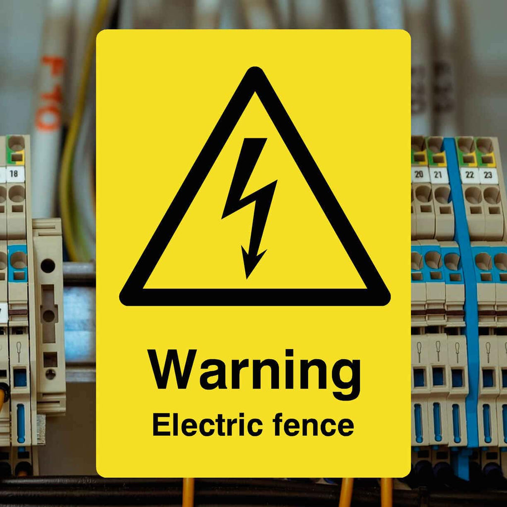 Warning Electric Fence Yellow Sign - The Sign Shed