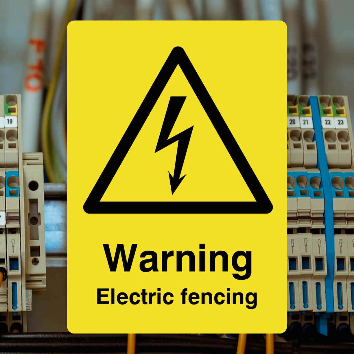 Warning Electric Fencing Yellow Sign - The Sign Shed