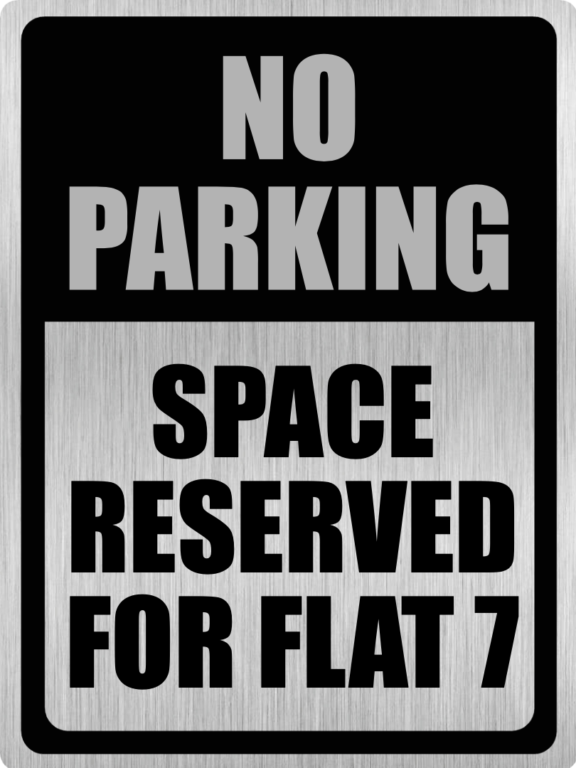 Custom Parking Sign | Black Header | Brushed Silver Version