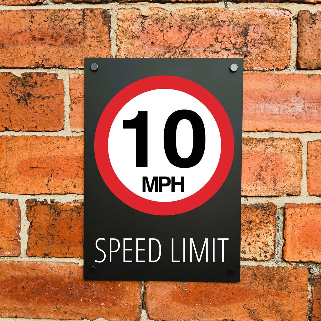10mph Speed Limit Sign Midnight Black | Capital Letters | The Sign Shed
